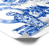 Poster Aquarelle en porcelaine bleue (Coin)