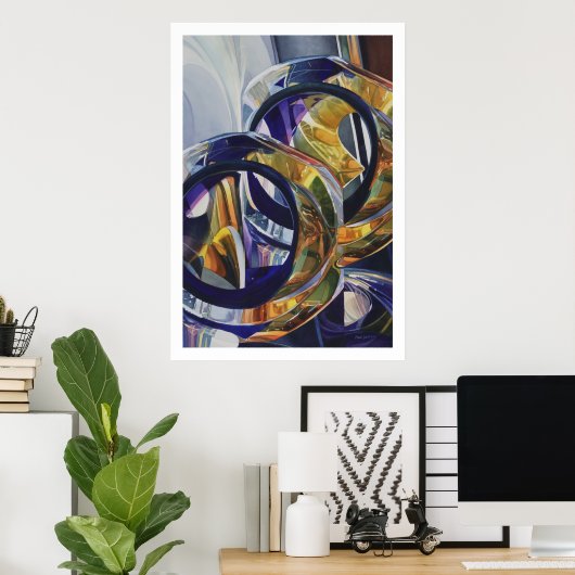 Poster Aquarelle en verre d'art "Scotch on Rocks" (Bureau à domicile)