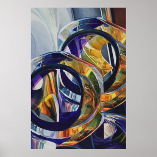 Poster Aquarelle en verre d'art "Scotch on Rocks"