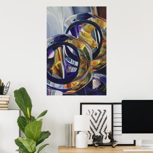 Poster Aquarelle en verre d'art "Scotch on Rocks" (Bureau à domicile)