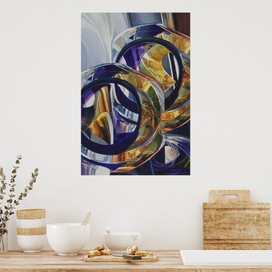 Poster Aquarelle en verre d'art "Scotch on Rocks" (Cuisine)