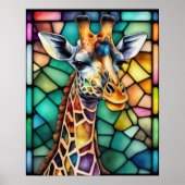 Poster Aquarelle en verre teint Giraffe (Devant)