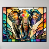 Poster Aquarelle en verre teint Style Eléphant 5:4 (Devant)