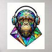 Poster Aquarelle en verre tendu Chimi Portant un casque (Devant)