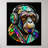 Poster Aquarelle en verre tendu Chimi Portant un casque (Devant)