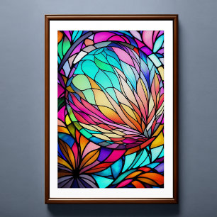 Poster Aquarelle en verre tendu Style géométrique Abstrai