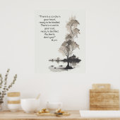Poster Aquarelle Encre Peinture de l'arbre noir & Citatio (Cuisine)