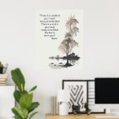 Poster Aquarelle Encre Peinture de l'arbre noir & Citatio (Bureau à domicile)