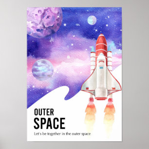 Poster Aquarelle Espace Galaxie Astronaut