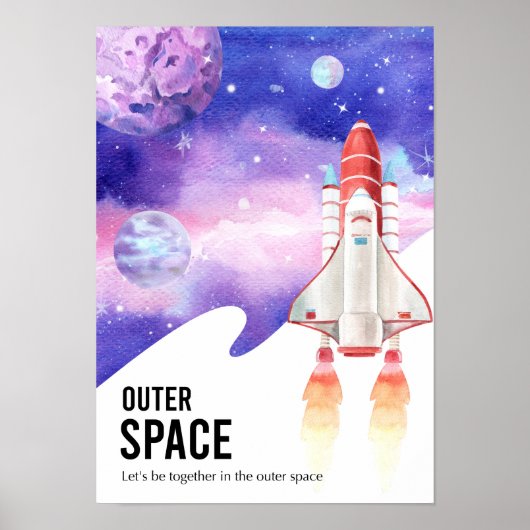 Poster Aquarelle Espace Galaxie Astronaut (Devant)
