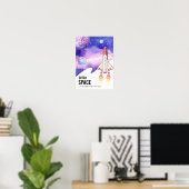 Poster Aquarelle Espace Galaxie Astronaut (Bureau à domicile)