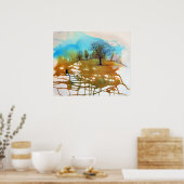 Poster Aquarelle et Arbres encrés (Cuisine)