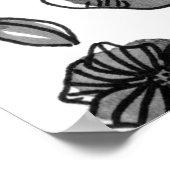 Poster Aquarelle et fleurs d'encre - noir et blanc (Coin)