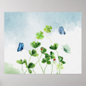 Poster Aquarelle et papillons (Devant)