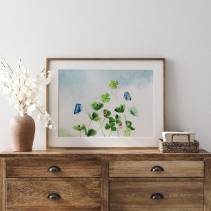 Poster Aquarelle et papillons