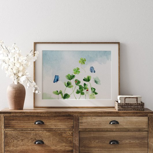 Poster Aquarelle et papillons