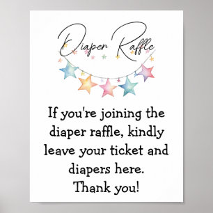 Poster Aquarelle Étoiles Baby shower Déchets Raffle
