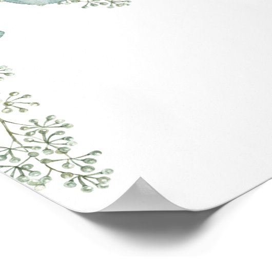 Poster Aquarelle Eucalyptus Fête des mariées photo Prop (Coin)