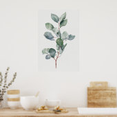 Poster Aquarelle Eucalyptus Imprimer Mur Art, 1 de jeu (Cuisine)