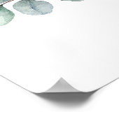 Poster Aquarelle Eucalyptus Mariage géométrique Bienvenue (Coin)