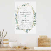 Poster Aquarelle Eucalyptus Mariage géométrique Bienvenue (Cuisine)