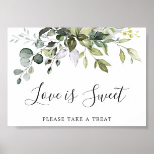 Poster Aquarelle Eucalyptus Mariage Love is Sweet Sign