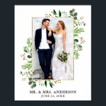 Poster Aquarelle Eucalyptus Verdure Or encadrée Photo<br><div class="desc">Aquarelle Eucalyptus Verdure Cadre Or Mariage Poster photo - Rustique Pays Bois</div>