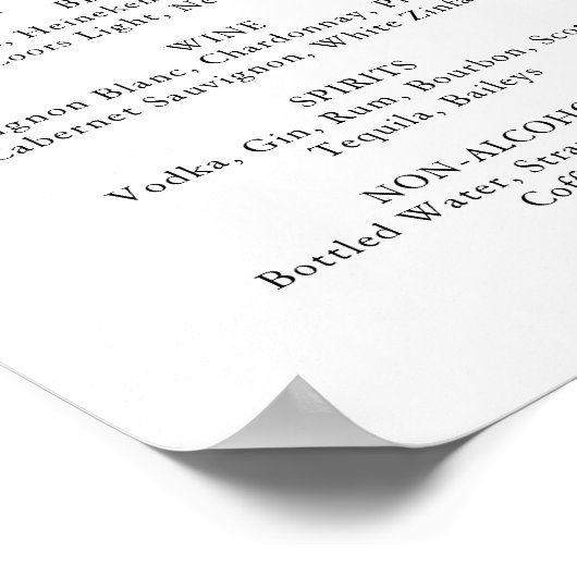 Poster Aquarelle Eucalyptus Vert Mariage Boissons Menu (Coin)