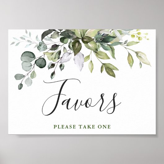 Poster Aquarelle Eucalyptus Vert Mariage Faveur Signal (Devant)