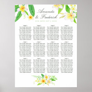 Poster Aquarelle exotique Frangipani Mariage Carte de siè