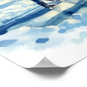 Poster Aquarelle extérieure patinoire Station d'hiver (Coin)