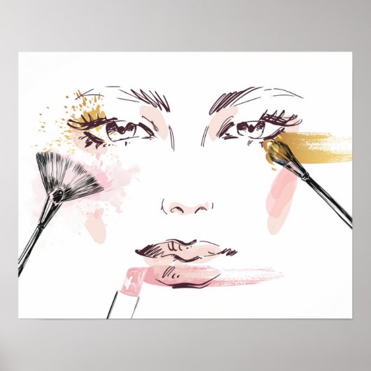 Poster Aquarelle face maquillage (Devant)