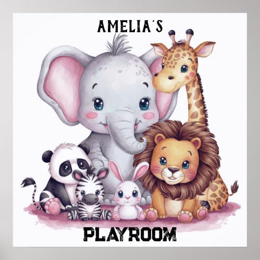 Poster Aquarelle famille d'animaux sauvages#6 (Devant)