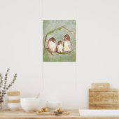 Poster Aquarelle Famille d'oiseaux moineaux (Cuisine)
