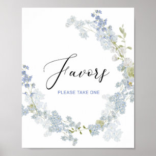 Poster Aquarelle favorise les fleurs bleu delphinium Baby