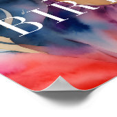 Poster Aquarelle femme noire colorée Joyeux anniversaire (Coin)