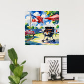 Poster Aquarelle Festive BBQ (Bureau à domicile)