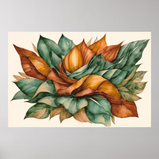 Poster Aquarelle Feuille Abstraite 3:2 (Devant)