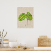 Poster Aquarelle Feuille Monstera sur lin (Cuisine)