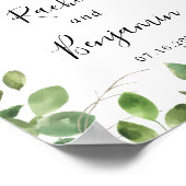 Poster Aquarelle Feuille verte Bordure Accueil Mariage Ch (Coin)