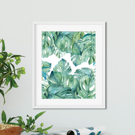 Poster Aquarelle Feuilles tropicaux