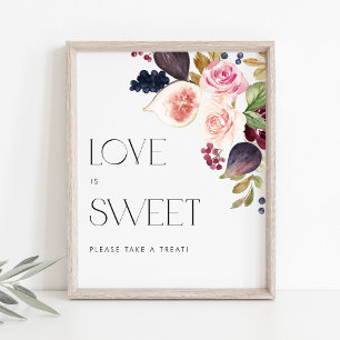 Poster Aquarelle Figés et Berry Floral Love is Sweet
