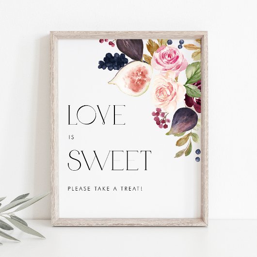 Poster Aquarelle Figés et Berry Floral Love is Sweet