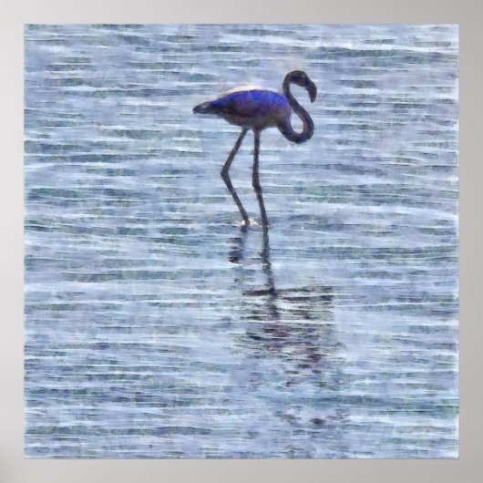 Poster Aquarelle Flamant rose haute (Devant)