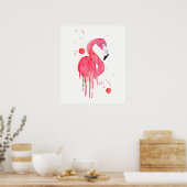 Poster Aquarelle Flamant rose rose (Cuisine)