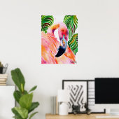 Poster Aquarelle Flamant rose rose (Bureau à domicile)