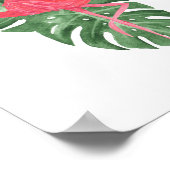 Poster Aquarelle Flamant rose rose Tropical Feuilles Mons (Coin)