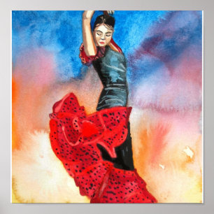Poster Aquarelle FLAMENCO DANCER