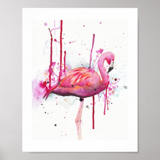 Poster aquarelle flamingo (Devant)
