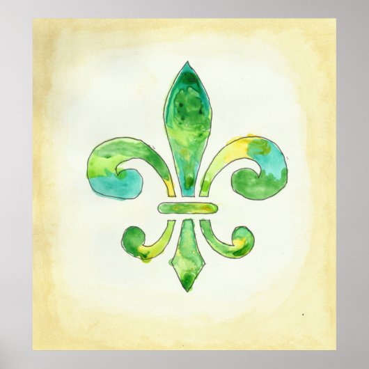 Poster Aquarelle Fleur De Lis (Devant)